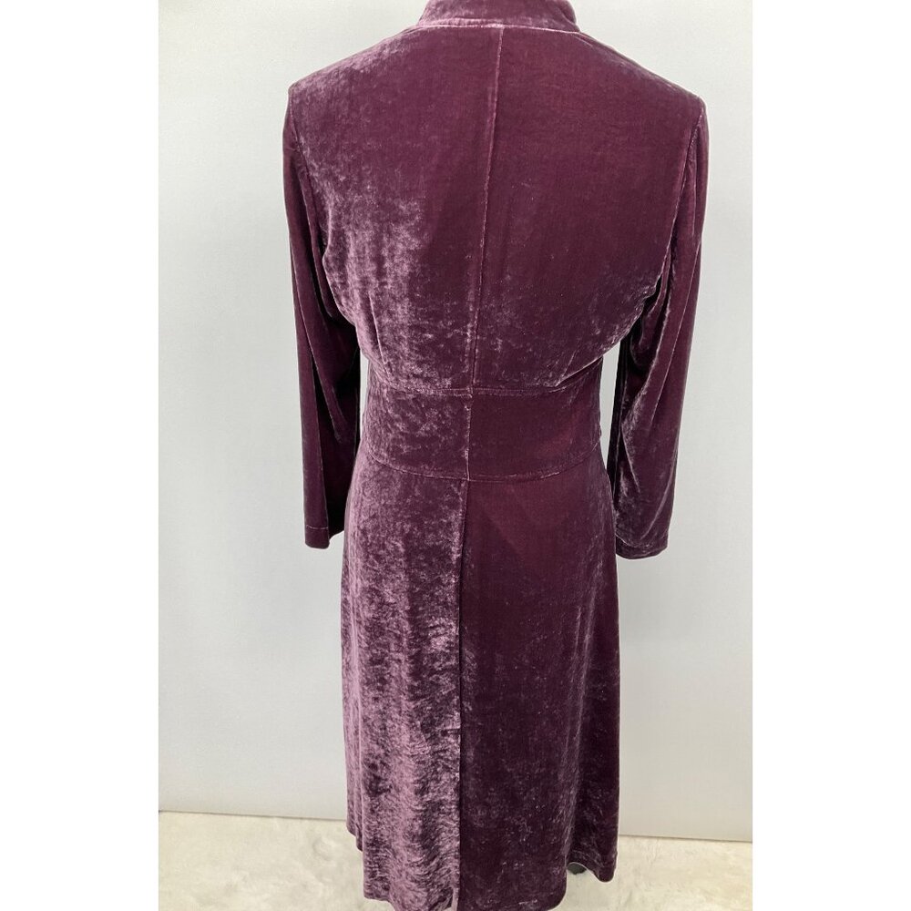J Jill Crushed Velvet  Duster Dress size 4, Purple 10 hidden buttons - Picture 8 of 11